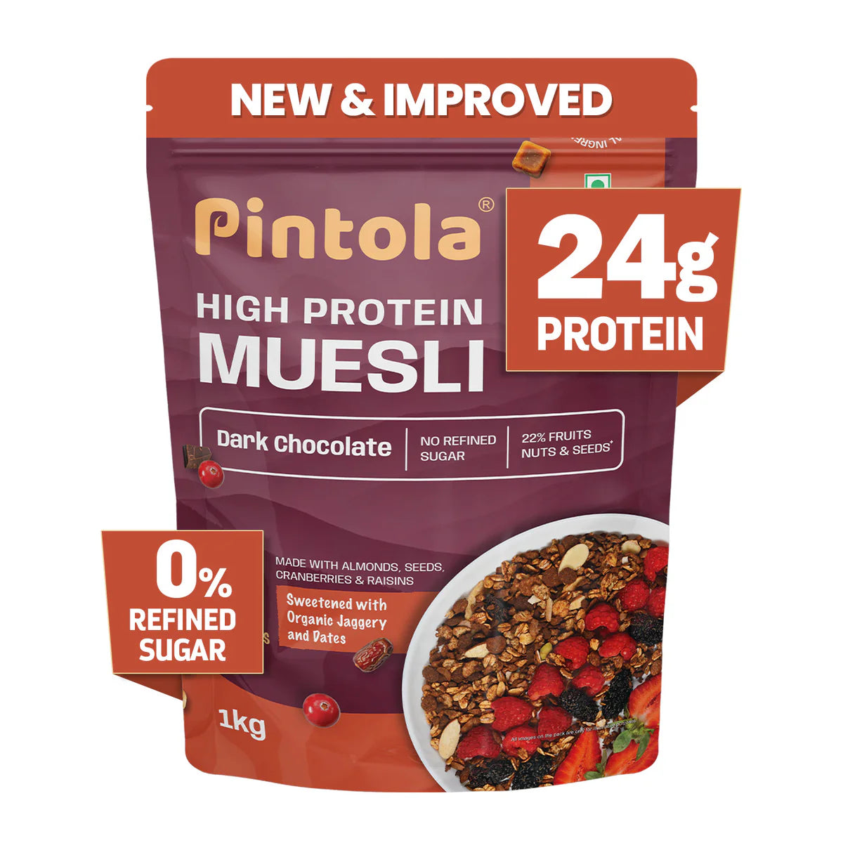 High Protein Dark Chocolate & Cranberry Muesli 24gram