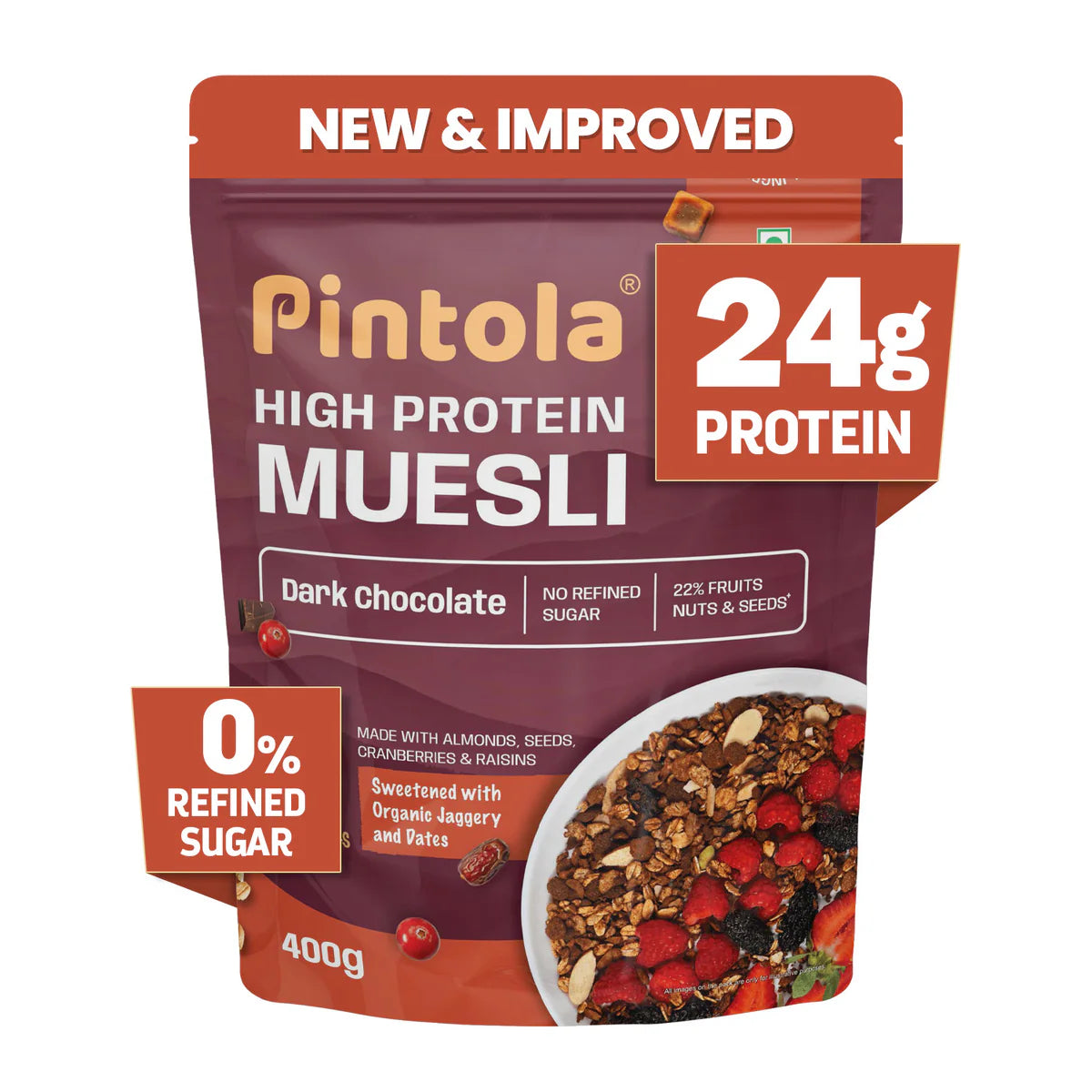 High Protein Dark Chocolate & Cranberry Muesli 24gram