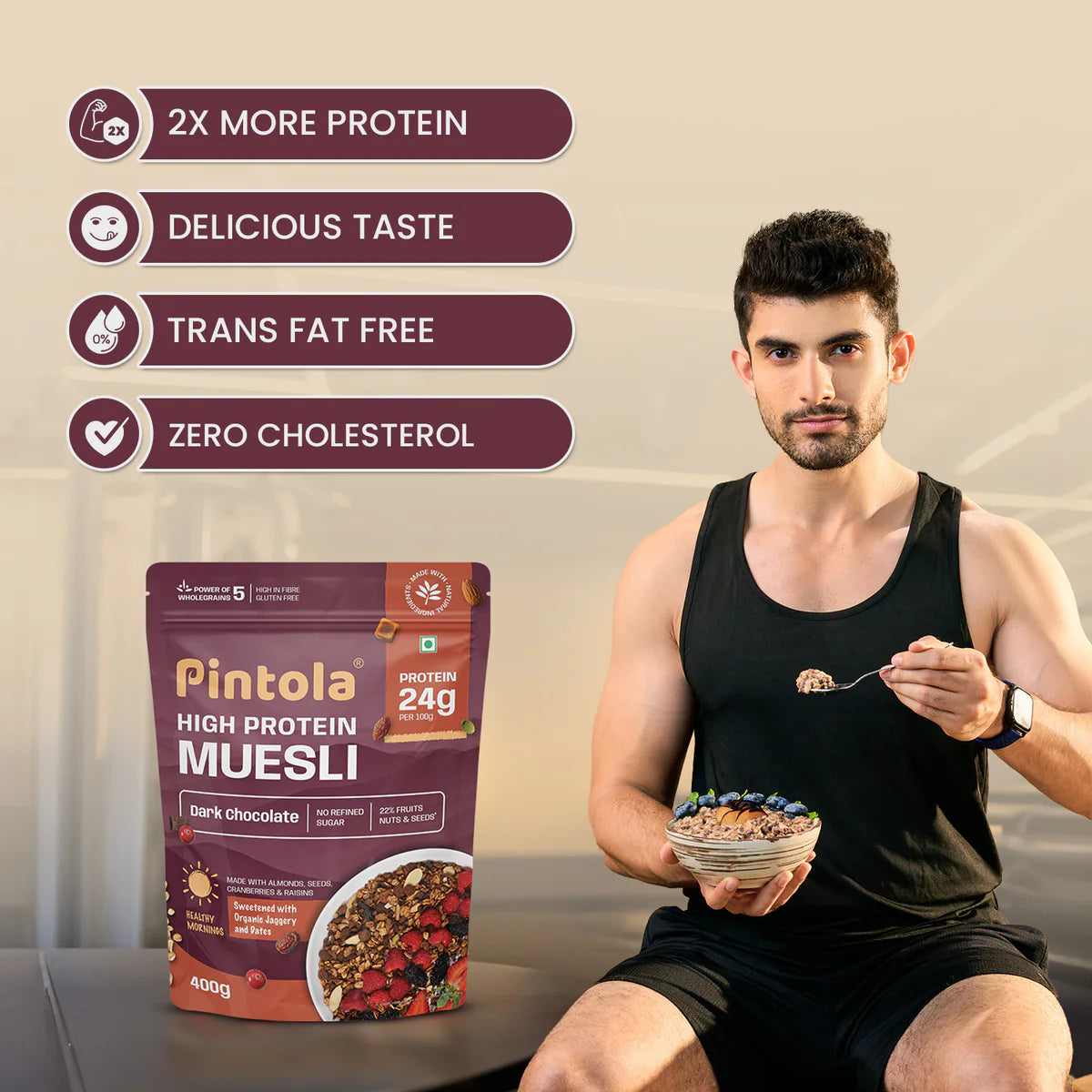 High Protein Dark Chocolate & Cranberry Muesli 24gram
