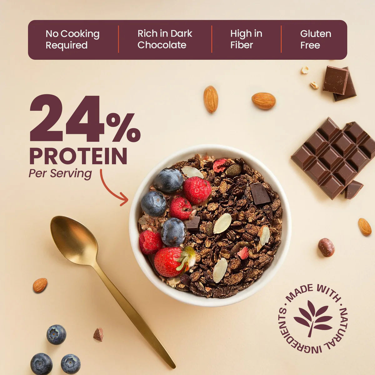 High Protein Dark Chocolate & Cranberry Muesli 24gram
