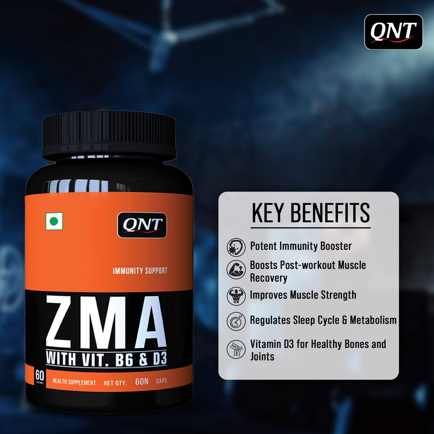 ZMA (ZINC MAGNESIUM ASPARTATE) VIT B6 WITH D3 | 60 CAPS 24gram