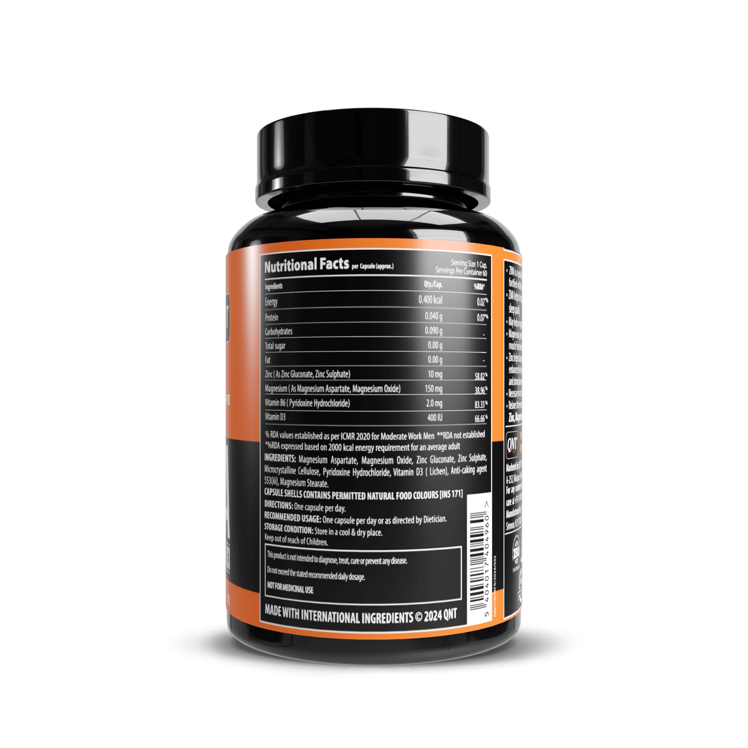 ZMA (ZINC MAGNESIUM ASPARTATE) VIT B6 WITH D3 | 60 CAPS 24gram