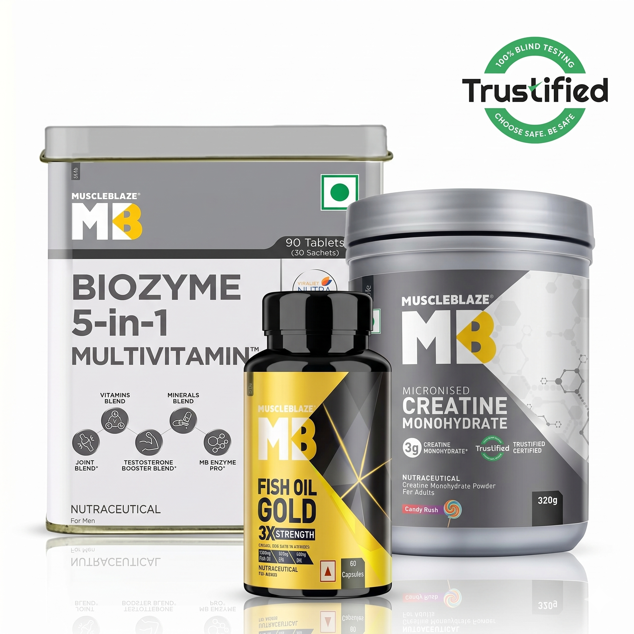 Multivitamins + Omega 3 Triple Strength 90 Tablets + Creatine Combo 24gram