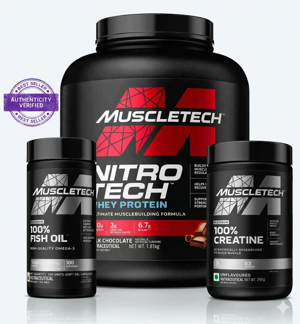 Muscletech Nitro-Tech + Creatine [250 gm] + Fish Oil [100 Tablets] 24gram