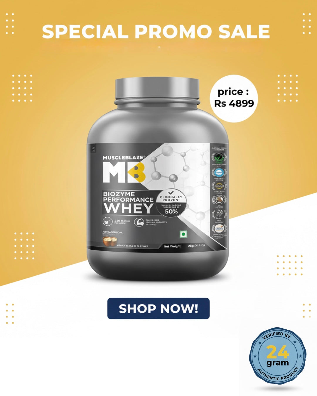 MuscleBlaze Biozyme Performance Whey 24gram