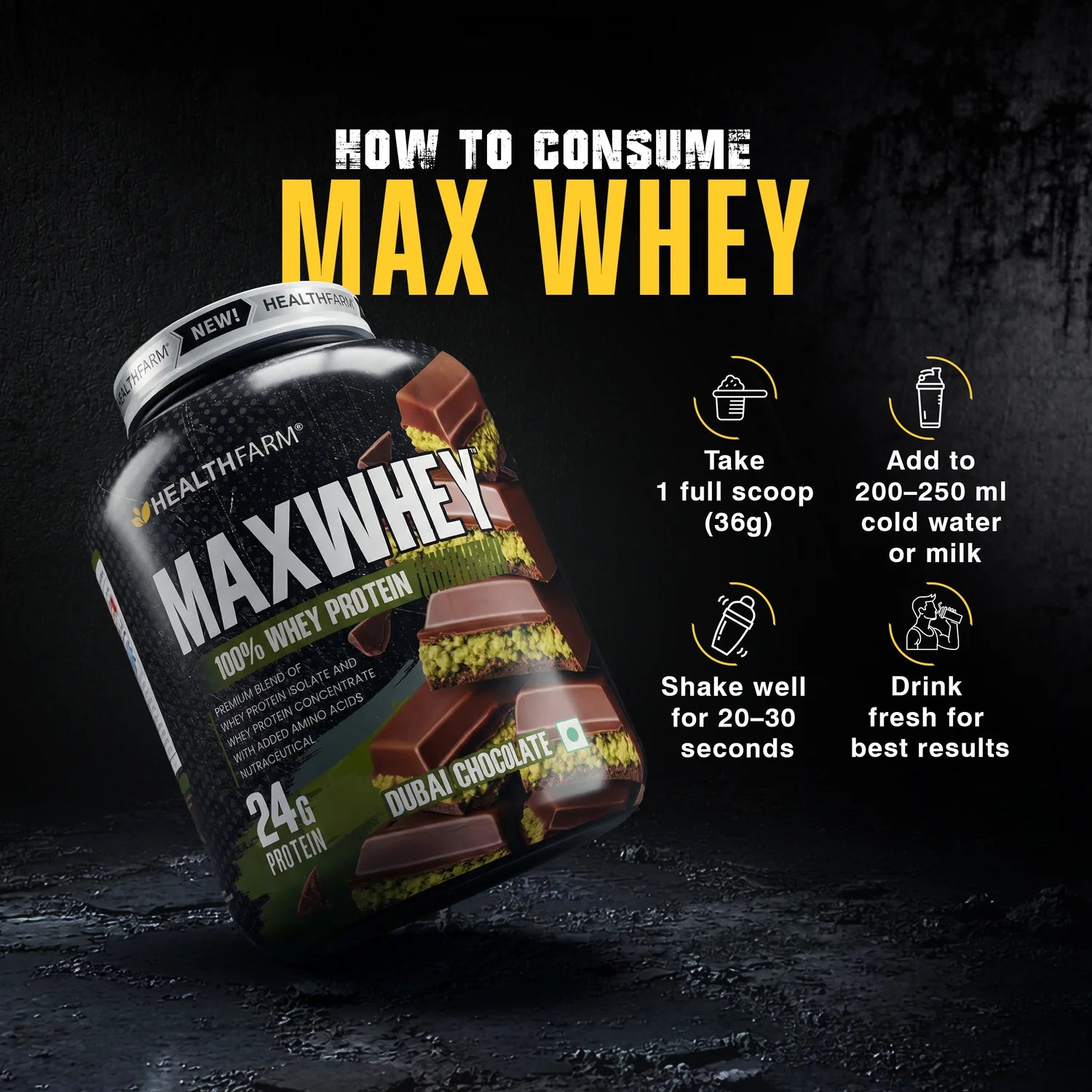 Healthfarm Maxwhey 24g Protein 2 KG 24gram