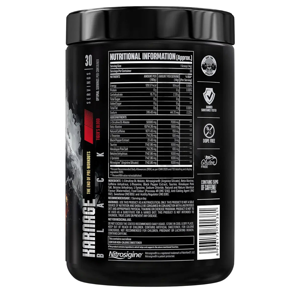 Karnage Pre workout Black 24 GRAM