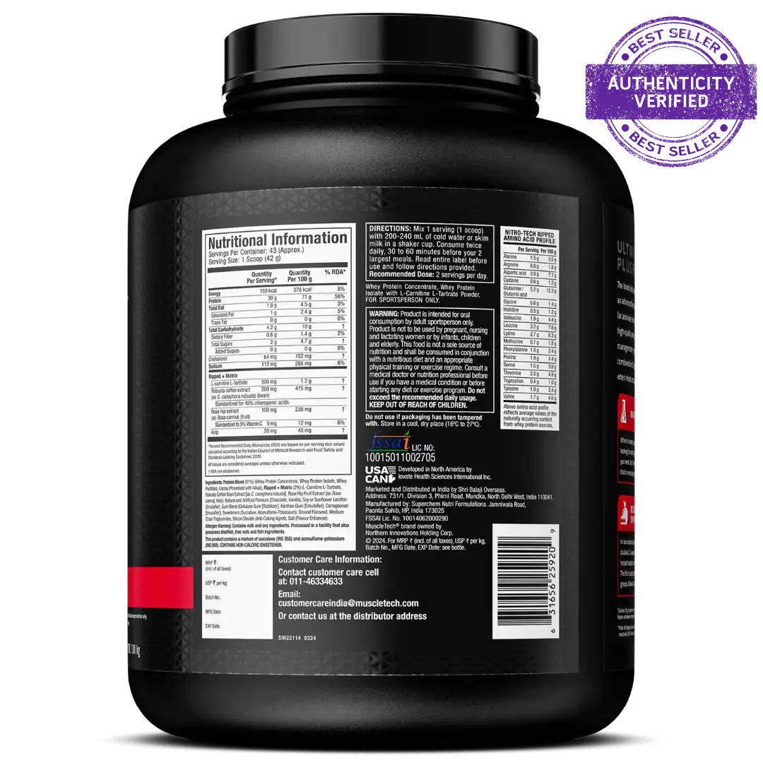 MuscleTech™ Nitro-Tech™ Ripped Whey Protein Powder 24gram