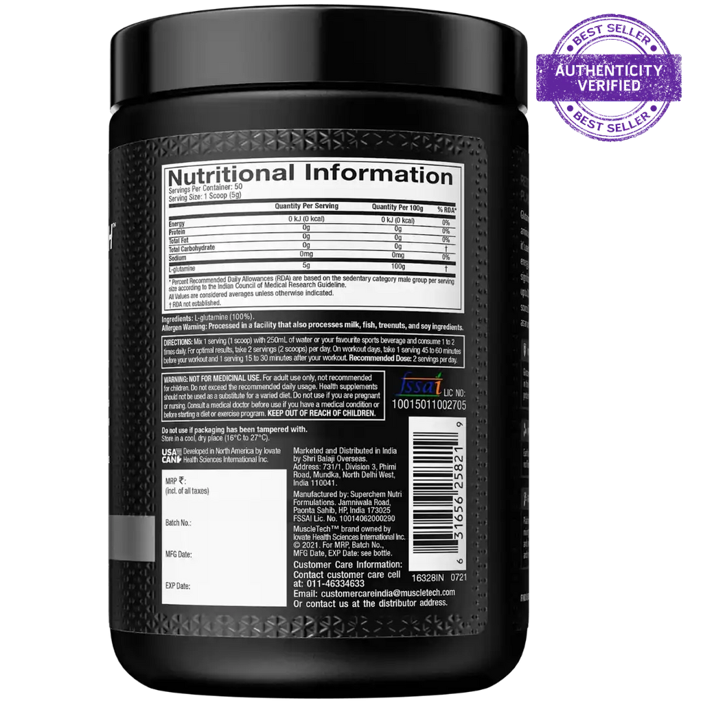 Muscletech™ Platinum 100% Glutamine 250gm 24gram
