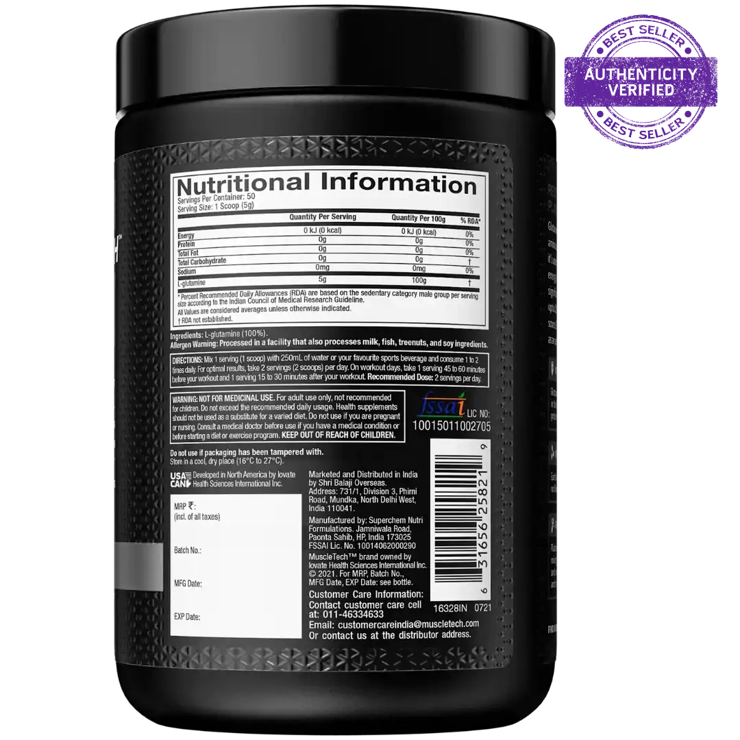Muscletech™ Platinum 100% Glutamine 250gm 24gram