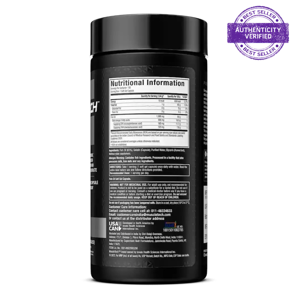 Muscletech™ Platinum 100% Omega Fish Oil 100 units 24gram