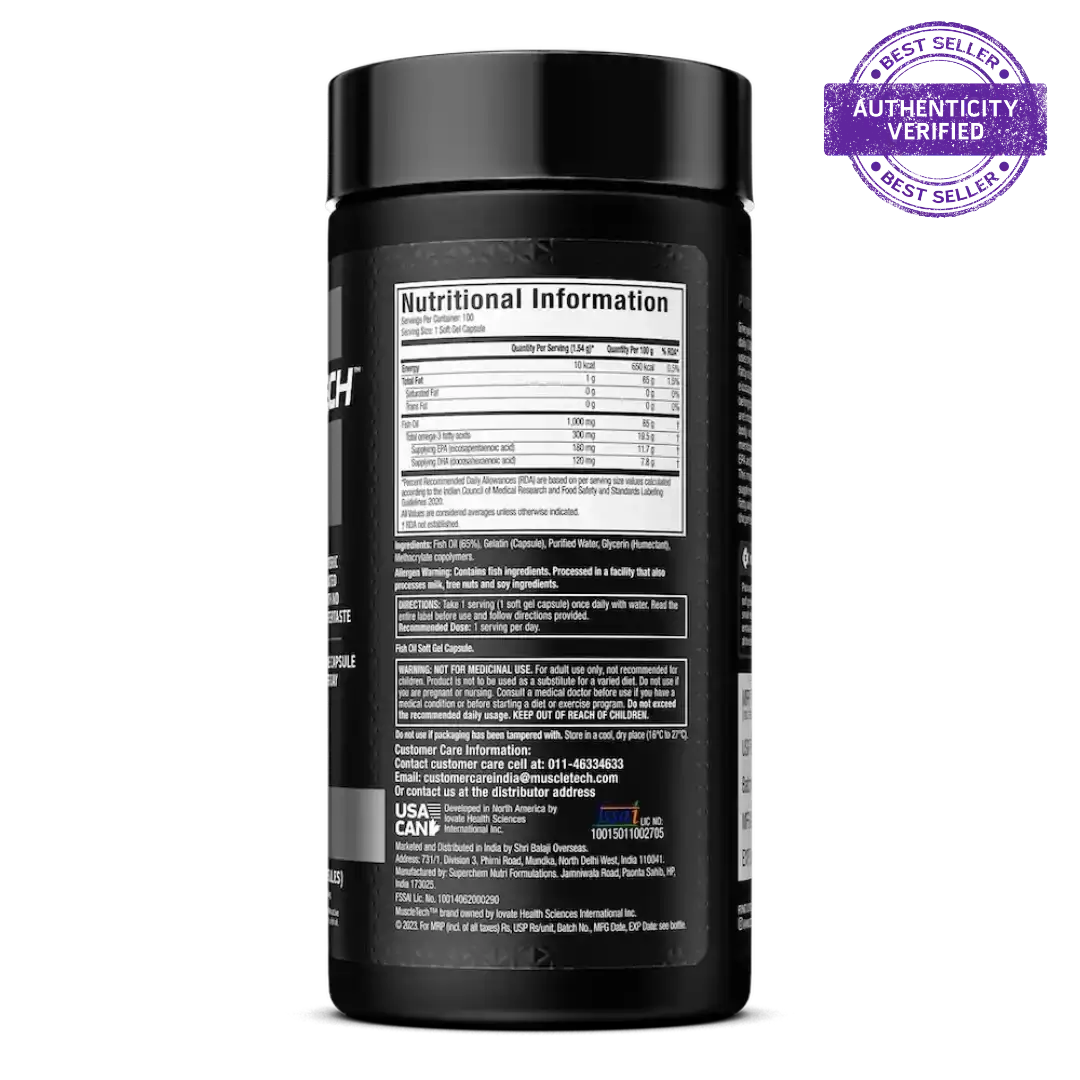 Muscletech™ Platinum 100% Omega Fish Oil 100 units 24gram