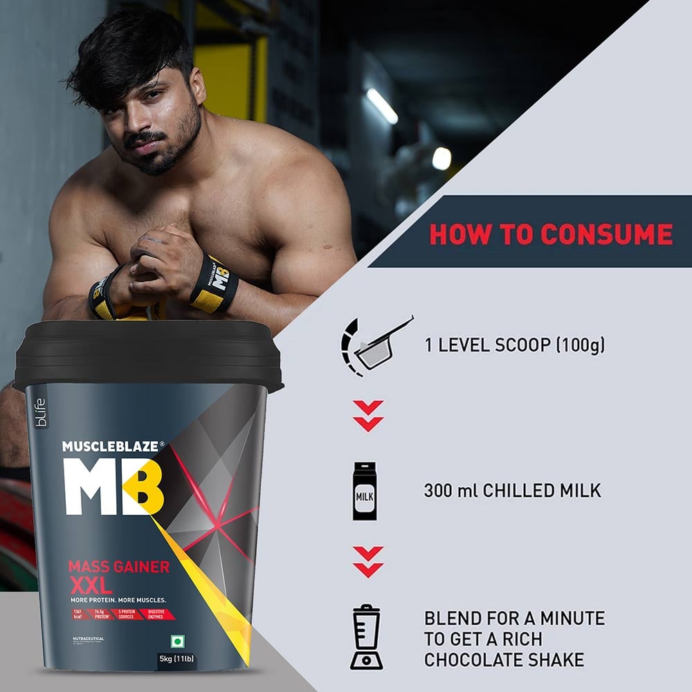 MuscleBlaze Mass Gainer XXL with Complex Carbs and Proteins in 3:1 ratio 24gram