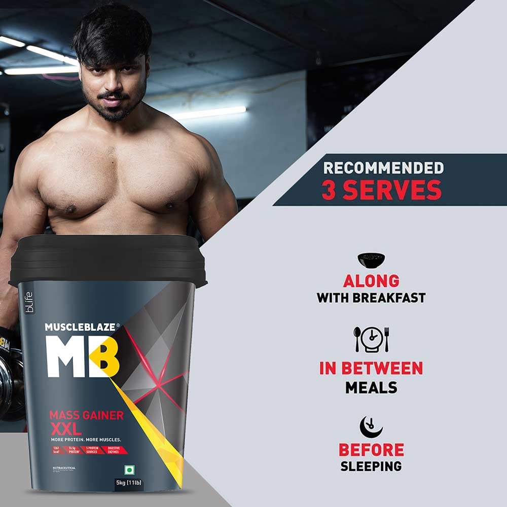 MuscleBlaze Mass Gainer XXL with Complex Carbs and Proteins in 3:1 ratio 24gram