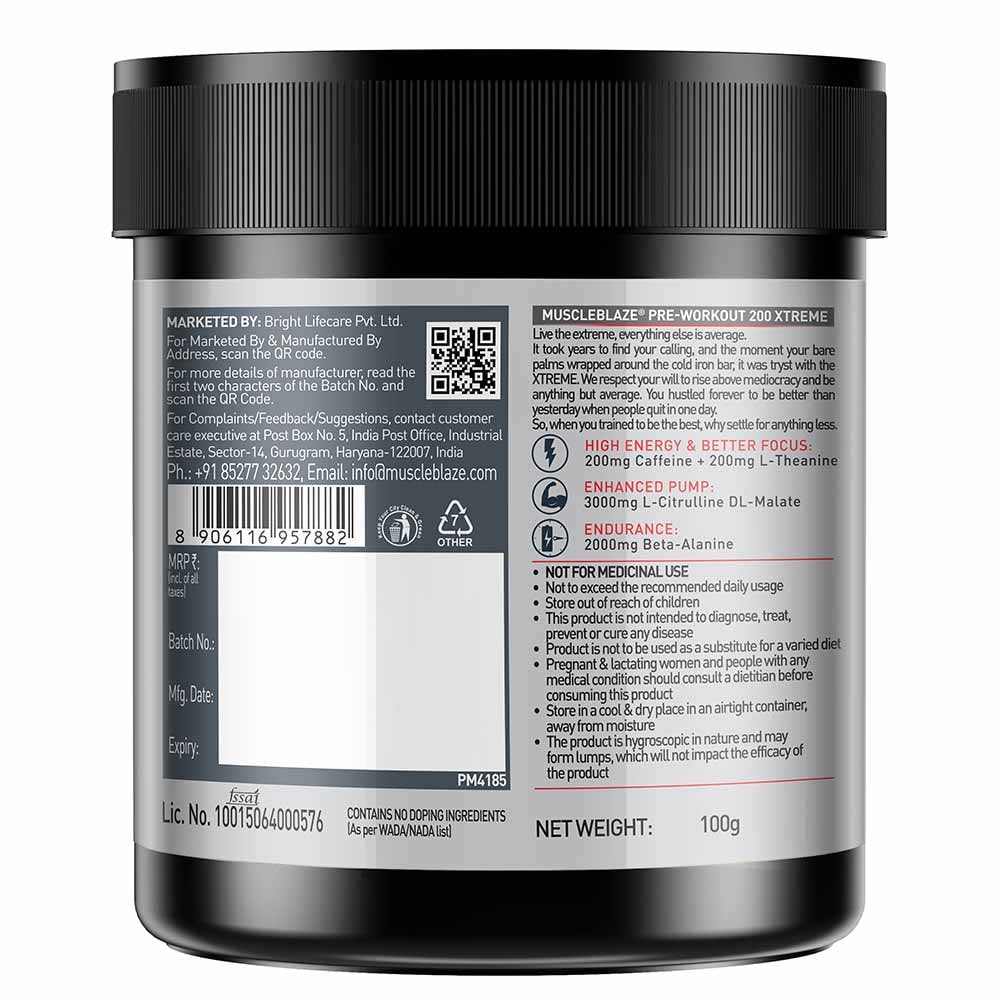 MuscleBlaze PRE Workout 200 Xtreme 24gram