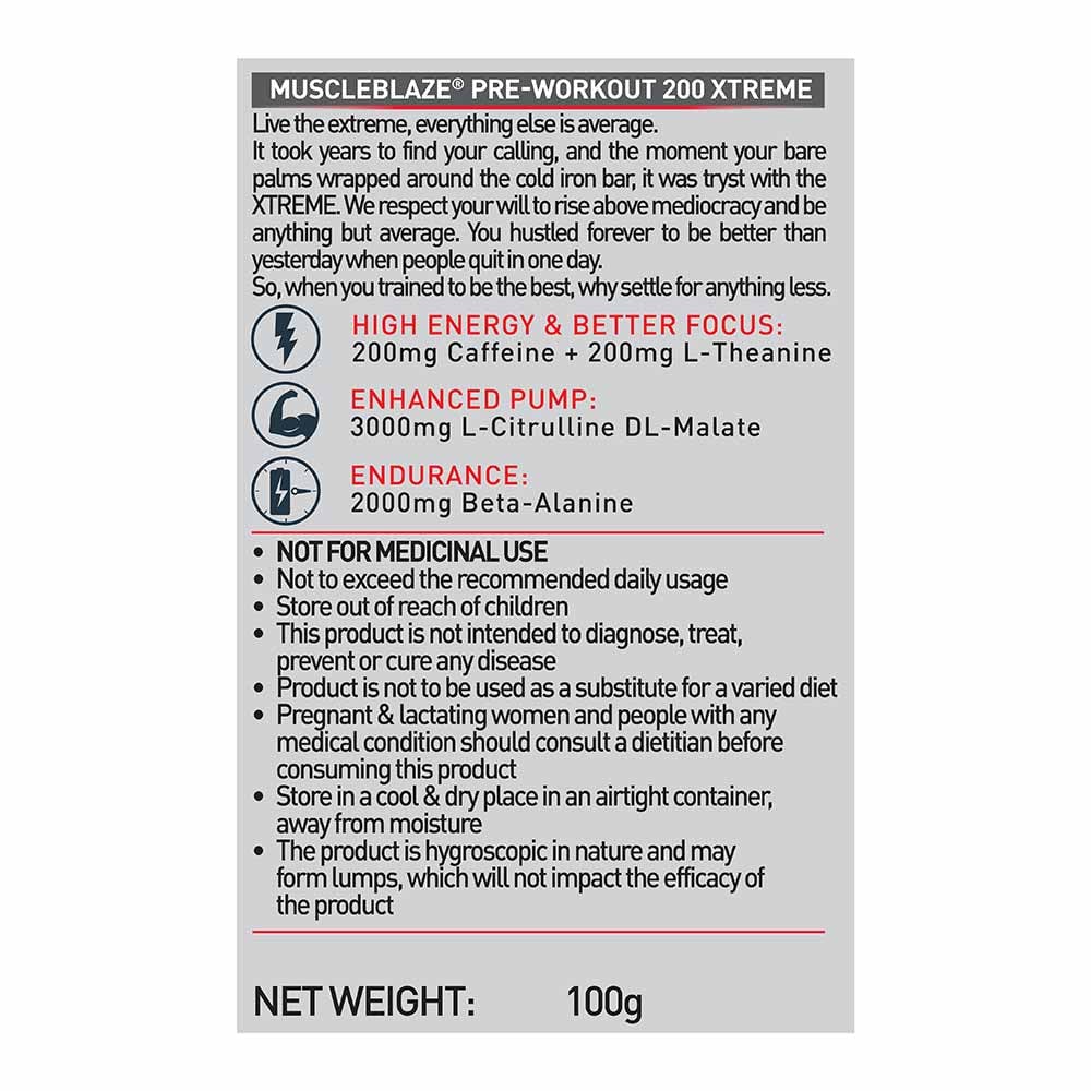 MuscleBlaze PRE Workout 200 Xtreme 24gram