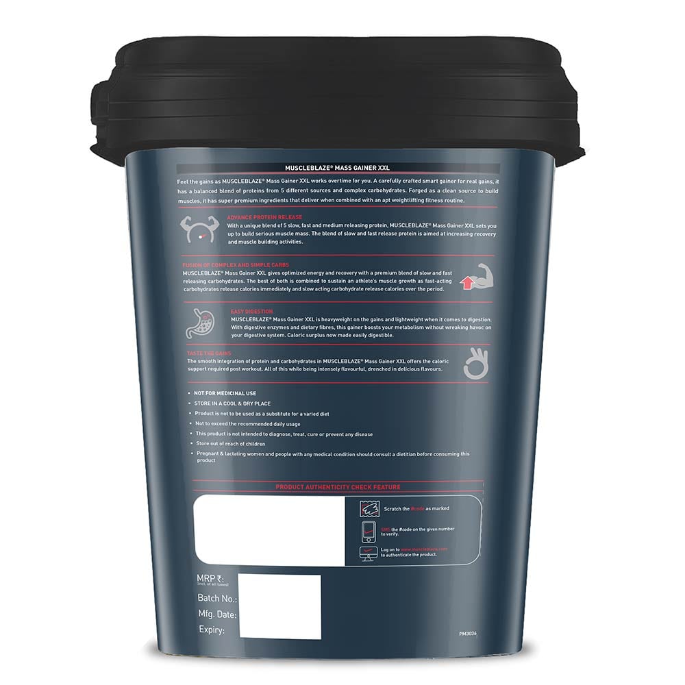 MuscleBlaze Mass Gainer XXL with Complex Carbs and Proteins in 3:1 ratio 24gram